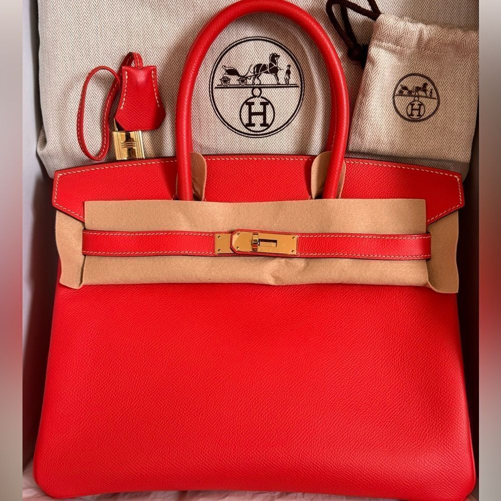 100% authentic Hermes Birkin 30 Rose Jaipur Pink Peach Epsom Leather with ghw